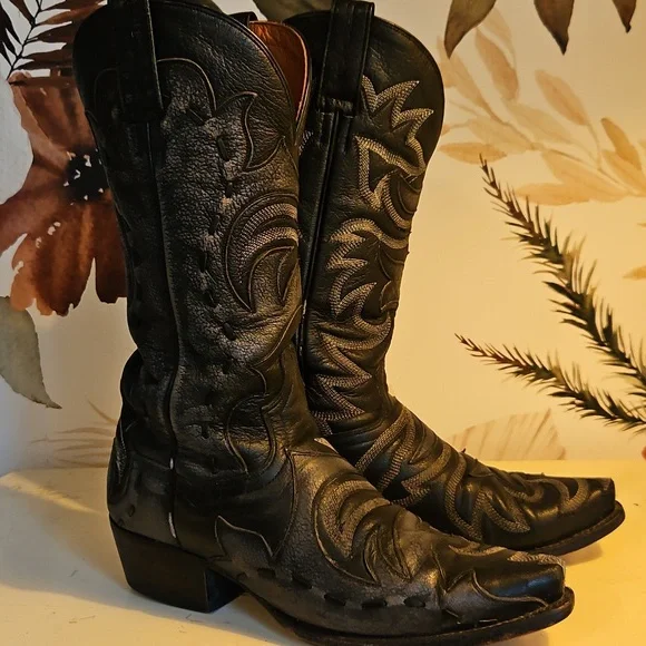 Dan Post | "Sidewinder" Black Western Boots | Sz 8.5| Festival, Boho, Southwest - Picture 3 of 9